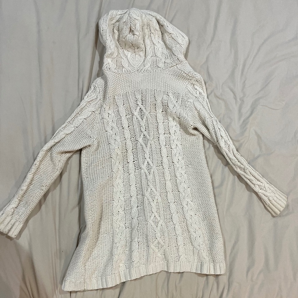 Long White Hooded Cardigan S